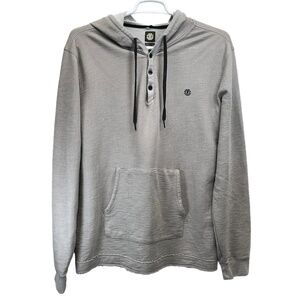 Element Grey Mens Cotton Blend Hooded Henley Distressed Hem Hoodie XL